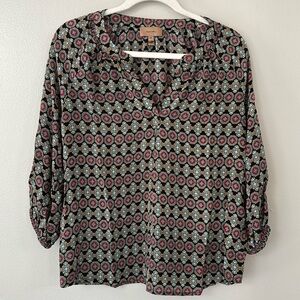 Anthropologie Kachel 100% Silk 3/4 Sleeve Top